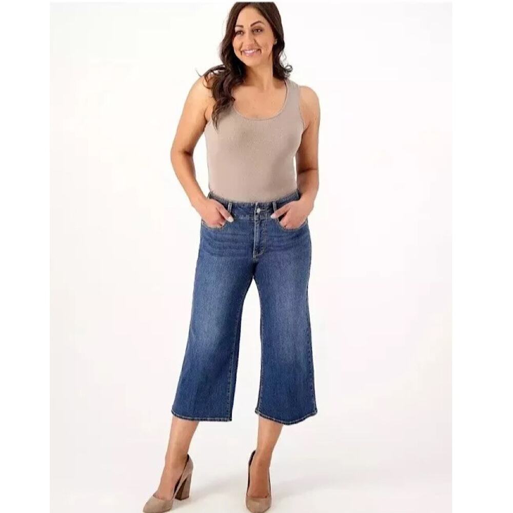 NYDJ Womens 12 Cool Embrace Wide-Leg Lift Tuck Crop Denim Jeans Medium Weight